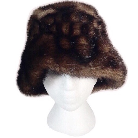 Dillards Brown Faux Fur Bucket Hat 